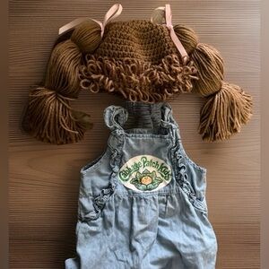 Cabbage Patch Kids Inspired toddler baby girl costume 12-24m pigtail wig overall